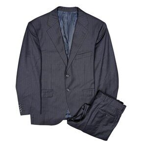 Mattarazi Suit 2pc Pinstripe Super 150s Wool Navy Blue 40R 36x31